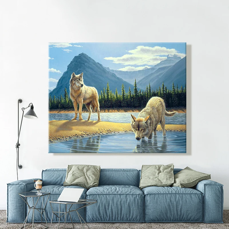 Рисуй по номеру Wall art живописи номерам с рисунком животных тигра волка ручной