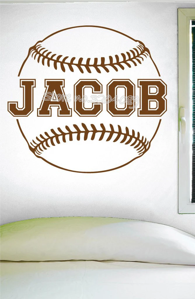 Персонализированные наклейки на стену с именем бейсбола заказ в виде софтбола