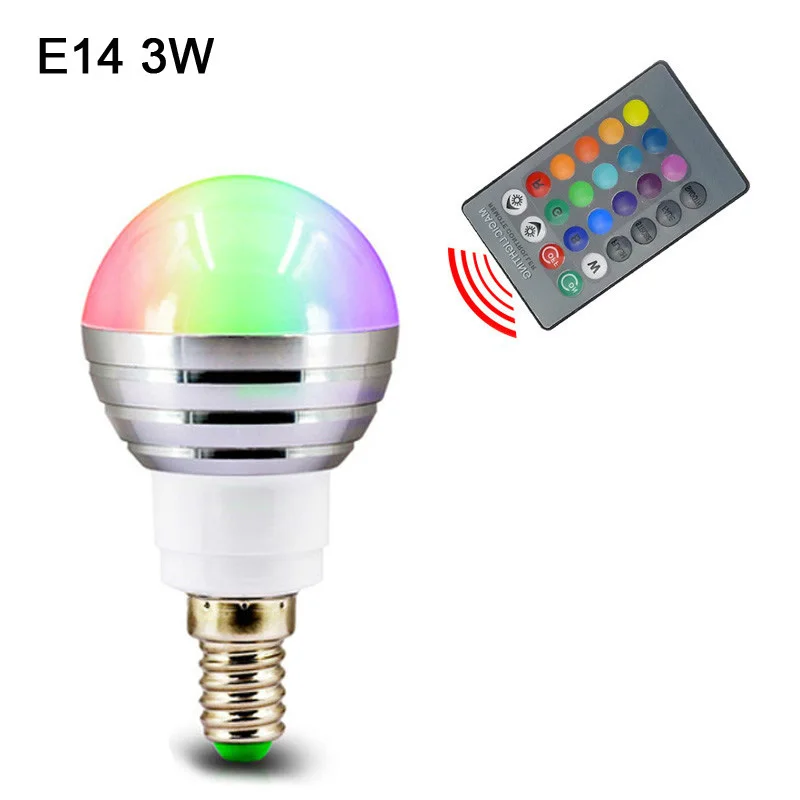 RGB E14 3W E27 светодиодный 16 Цвет RGB Волшебная светодиодная лампочка 5/10/15 Вт 85-265V RGB светодиодный лампа Spotlight+ ИК-пульт дистанционного управления Управление светодиодный лампы для дома - Испускаемый цвет: RGB E14 3W