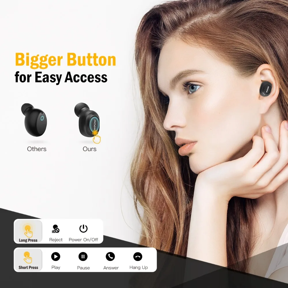 Mpow EM13 Bluetooth 4,1, беспроводные мини наушники, невидимые, деловые, свободные руки, наушники-вкладыши с микрофоном для водителя