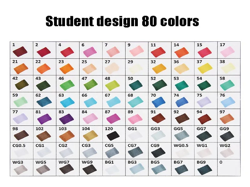 80 Student design Художественный маркер 30/40/60/80/168 Цвета на спиртовой основе Ручки Маркеры двойная головка эскиз маркеры кисточки ручка для рисования манга дизайн товары для рукоделия - Цвет: 80 Student design
