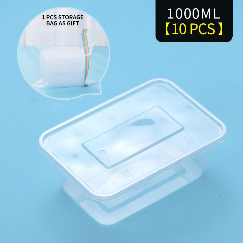 10 Pcs 1000ml WORTHBUY 10 шт./партия японские одноразовые пищевые контейнеры BPA бесплатно пластиковая коробка для бенто микроволновая печь Ланч-бокс для школы обеденный набор - Цвет: 10 Pcs 1000ml