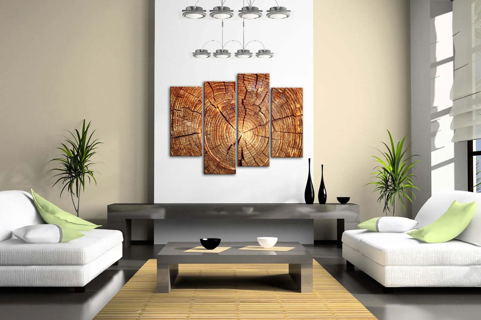 4 панели без рамки настенные художественные фотографии Дерево годовое кольцо