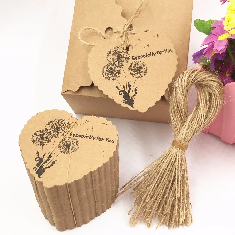 100 шт DIY крафт-бумажные бирки коричневого цвета в форме сердца, этикетки для багажа, свадебные заметки, пустые ценники, бирки крафт-бумага, ярлыки для подарков+ 100 струн