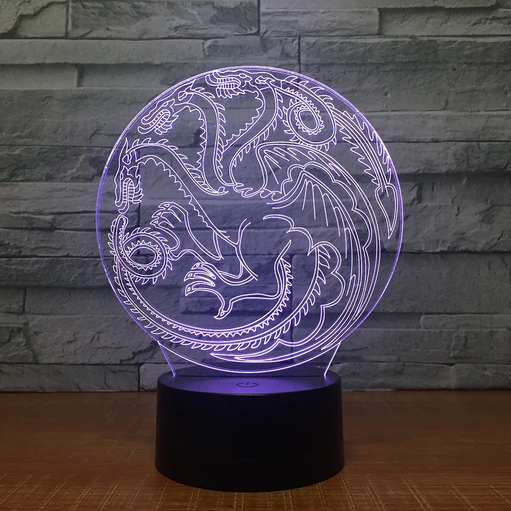 Круглый 3d светильник Dragon Totem 7 цветов светодиодные ночные светильники сенсорный