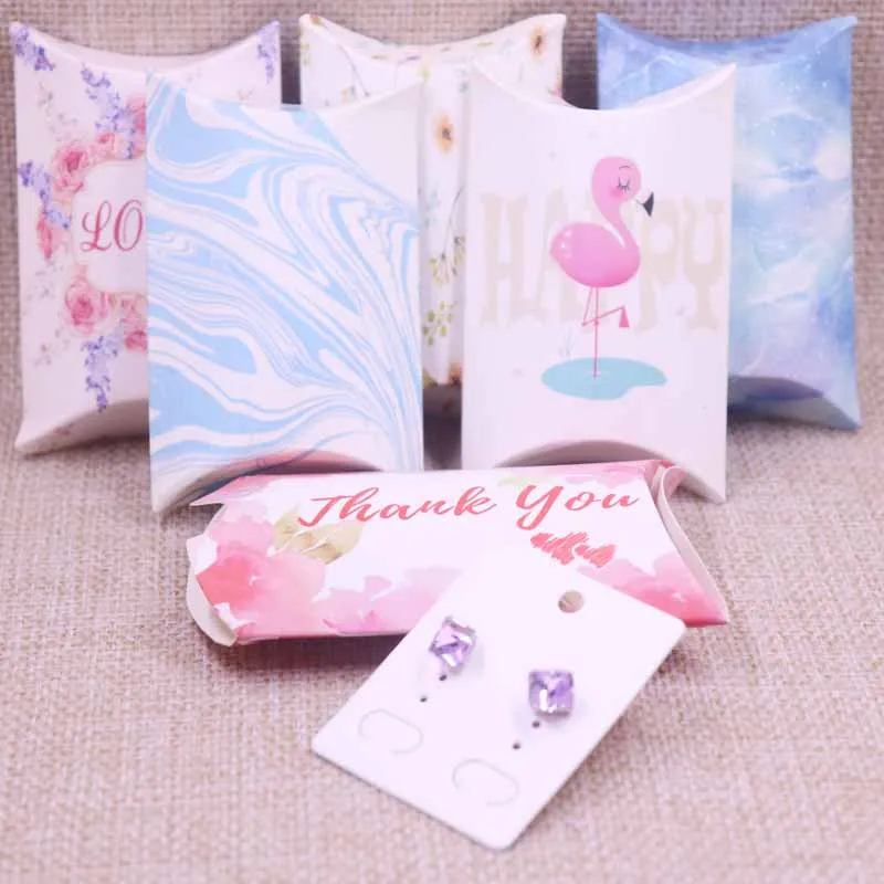 

12pcs Box Or 12Box+12Earring/Necklace Card Pillow Box Cardboard Kraft Special Style Delicate Packaging Beauty Hot Selling300gsm