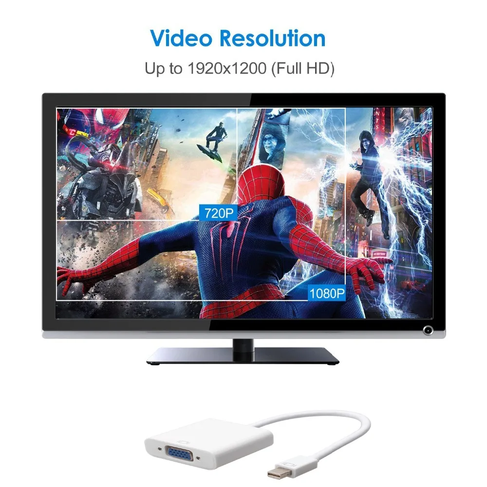 Адаптер Mini DP VGA кабель преобразователь Thunderbolt Display Port to кабели 1080P для Macbook Pro Air