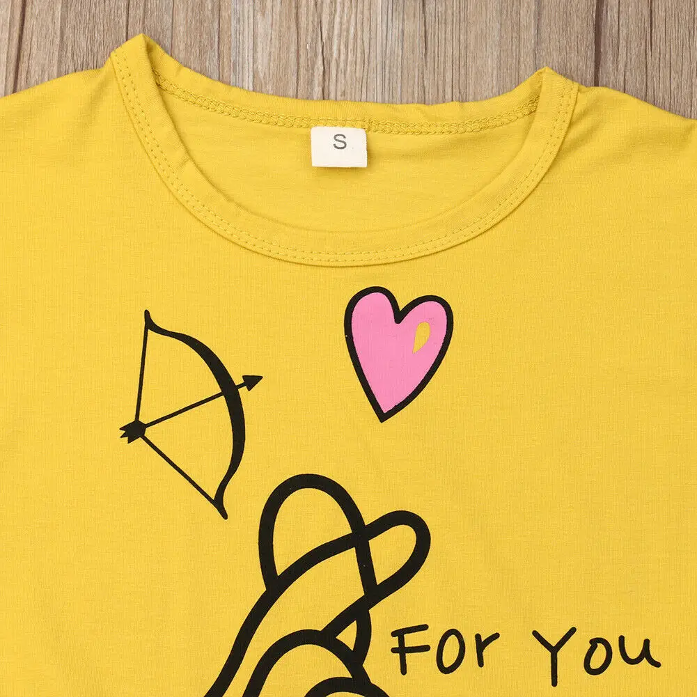 Летняя одежда для новорожденных девочек футболка с надписью Love For You топ + штаны