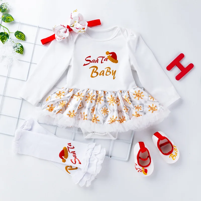 My First Christmas/Одежда для новорожденных девочек; 4 предмета; детская одежда; Одежда для новорожденных; Рождественский наряд; Bebek Giyim - Цвет: HL4023