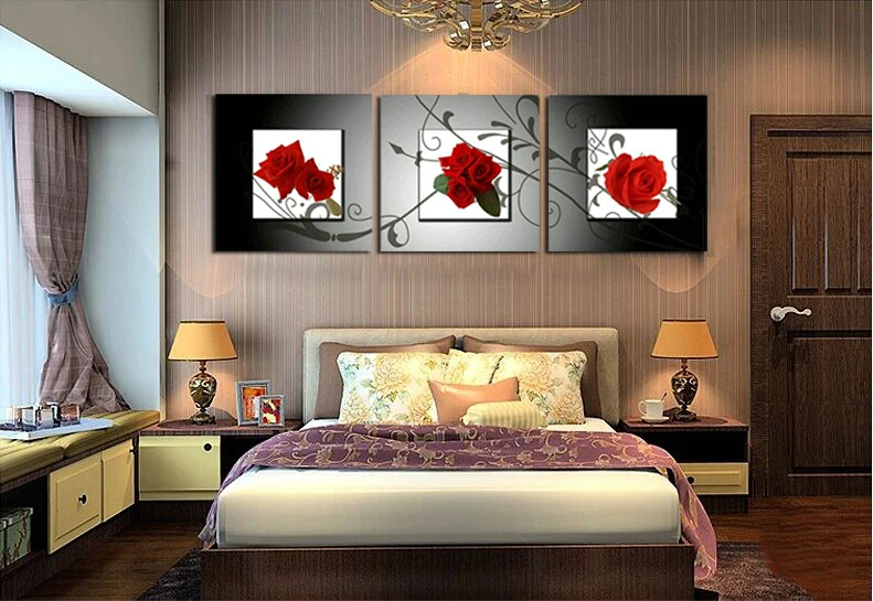 3 предмета красивая картина с красными розами Картина на холсте Современное