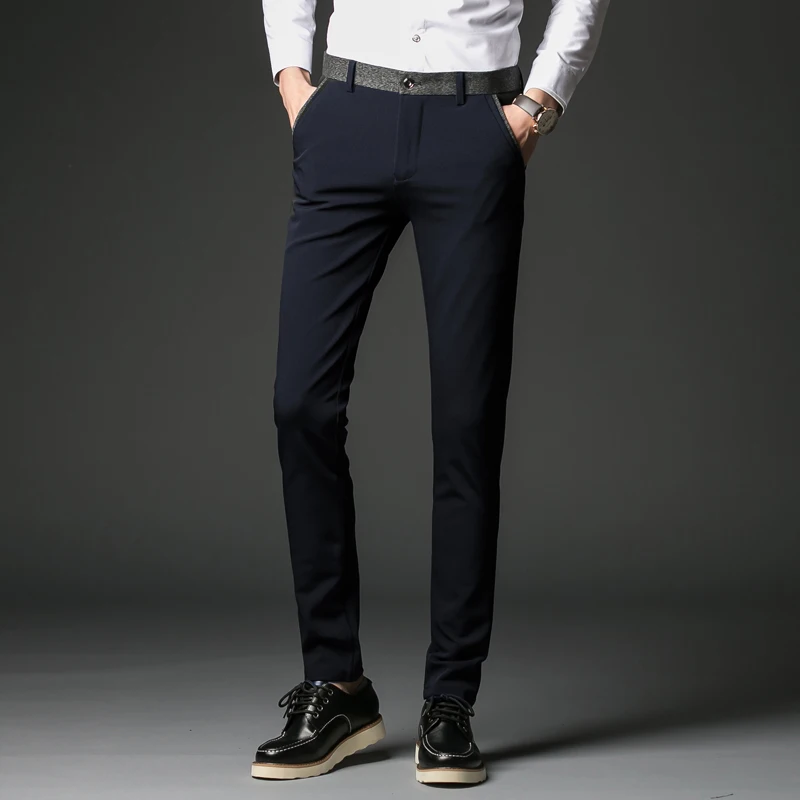 Для мужчин Брюки модные s Бизнес формальный костюм брюки Slim Fit Дизайн брюк Платья