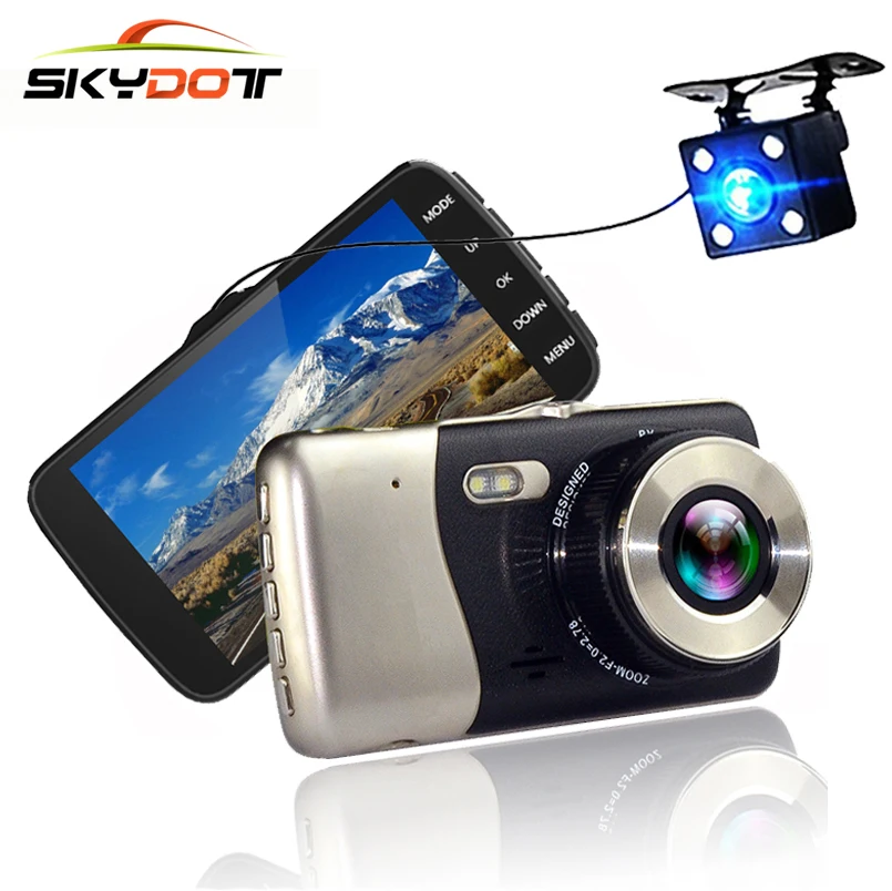 Skydot мини-автомобиль Cam DVR тире Камера с зеркало заднего вида Двойной объектив 4