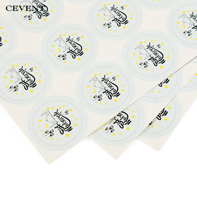 CEVENT 60 шт Eid Мубарак наклейки бумажные для вечеринки декоративная лента
