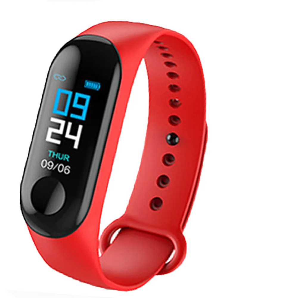 Red M3 Plus, умный Браслет, монитор сердечного ритма, смарт-браслет, часы, FitnessTracker, умный браслет с сменными ремешками, PK Honor 4 - Цвет: Red