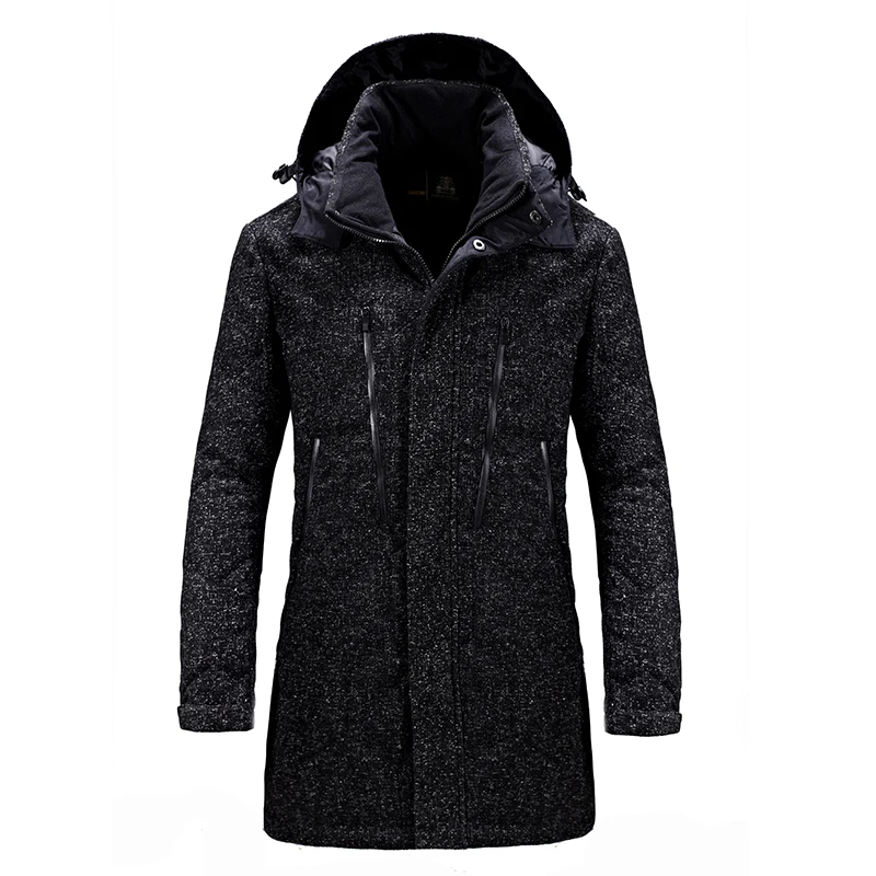 

New Brand Clothing Winter Men Khaki Black Jacket Fashion Mens Winter Parka with Hood Casual Warm Men's Coats Thick Long Parkas