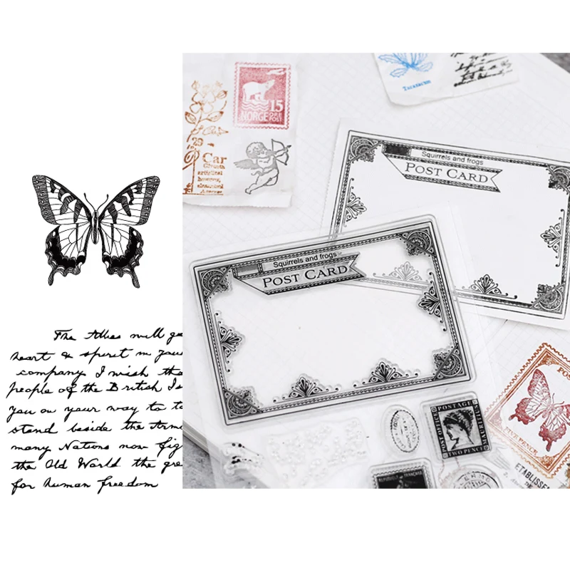 vintage plant insect transparent silicone clear stamp for scrapbooking album DIY craft decoration rubber stationery | Канцтовары для