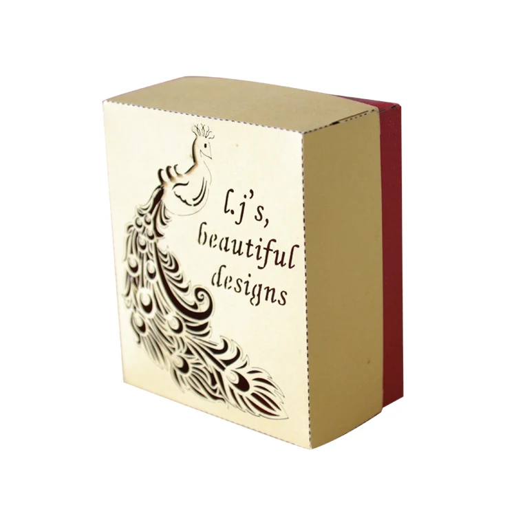 

Peacock laser cut square shaped wedding party sweet boxes