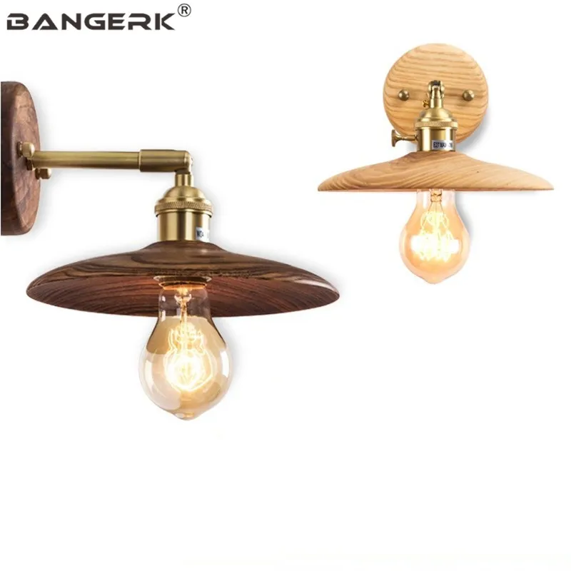 Industrial Vintage Switch Rotating Sconce Wall Lights For Home Decor Loft LED Edison Bedside Lamp Wood Luminaire Lighting | Лампы и