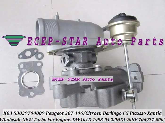 Турбо К03 53039700009 53039880009 706977 VVP1 для PEUGEOT 206 307 406 Citroen Berlingo C5 Picasso Xantia DW10TD RHY 2.0L HDI