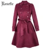 Burgundy Rosetic пальто в готическом стиле, винтажный Тренч, женские осенние пальто на шнуровке с бантом, верхняя одежда в стиле ретро, элегантные модные сексуальные офисные женские пальто в готическом стиле - Цвет: Burgundy