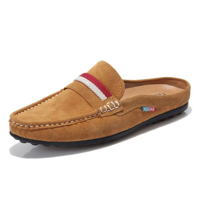 0 Men's breathable leather summer men's shoes lazy half sandals without trailing drag trampoline free shipping #122 | Обувь