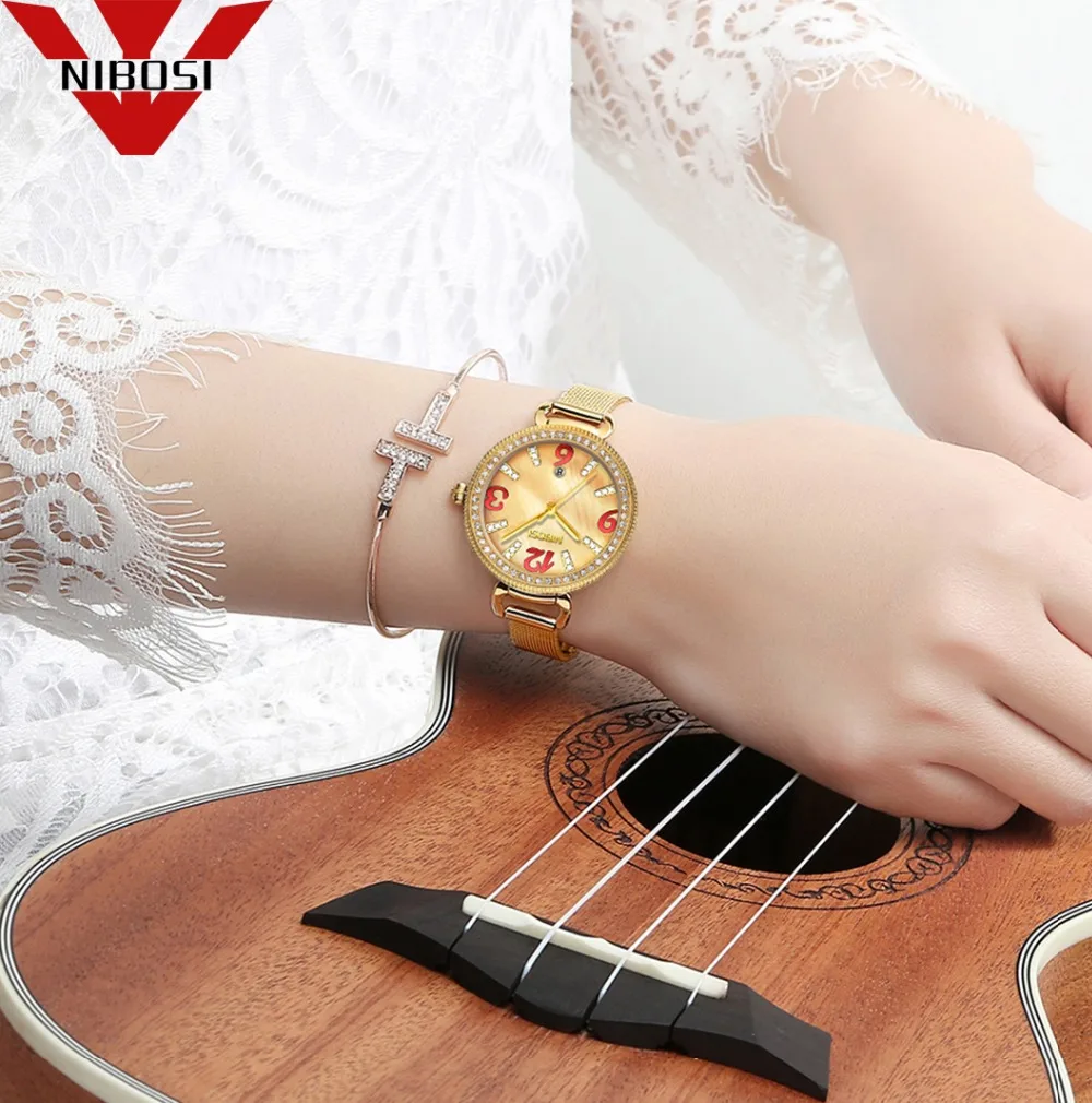 

NIBOSI Women Watches Golden Wrist Watch Luxury Brand Steel Ladies Quartz Watch Women Bracelet Watch Sport Relogio Feminino