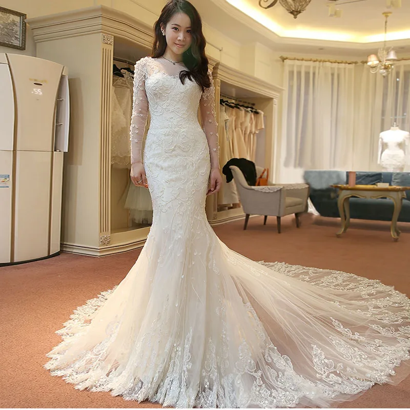 Роскошный Халат де Mariage Vestido Noiva С Учетом Вышивка Бисероплетение Свадебное Платье