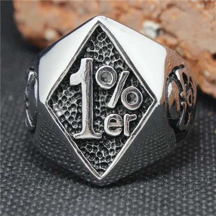 

2015 Cool 316L Stainless Steel Biker 1% er Skull Ring Mens Motorcycle Biker Band Party Ring