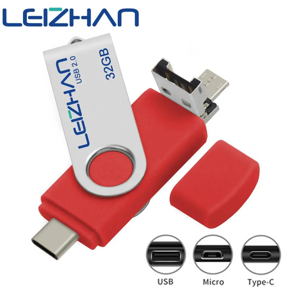 Leizhan type c USB флэш накопитель Android Phone Picture Stick для samsung Galaxy S10 S9 Note 9 S8 XiaoMi 6