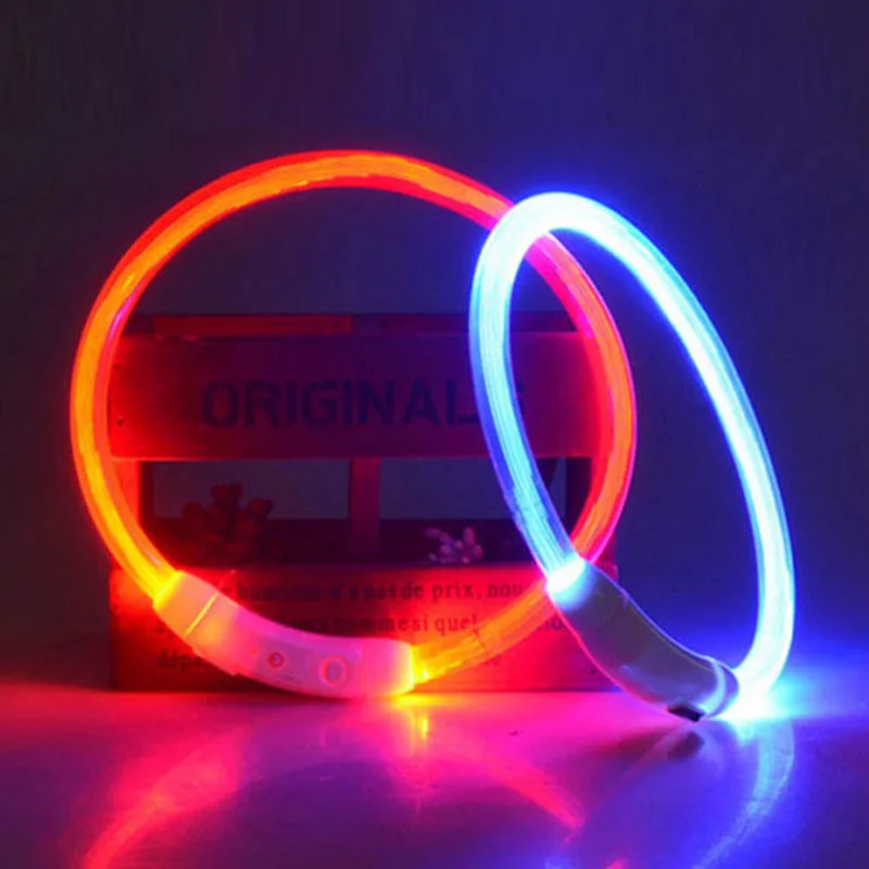 Светящийся ошейник для собак, заряжаемый от usb, светодиодный, мигающий, ночной ошейник для собак, светящийся, безопасный ошейник для щенков, кошек