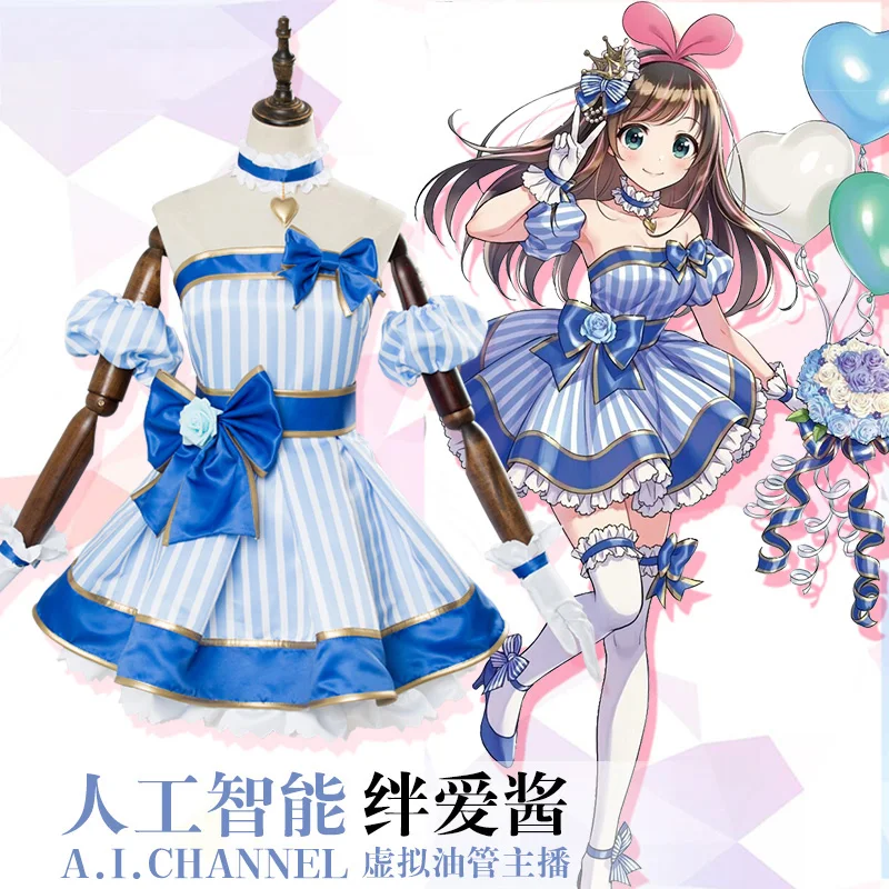 Аниме! YouTube Kizuna AI Channel Goddess новое платье униформа косплей костюм красивая девушка