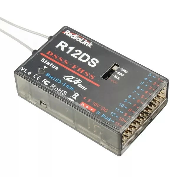 Новый стиль 12-канальный приемник RadioLink R12DS 12CH 2 4 ГГц для передатчика AT10