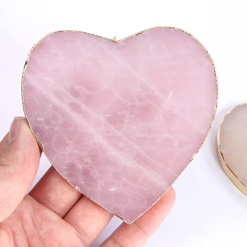 Коврик с чашкой для напитков из розового кварца горки розовыми кристаллами