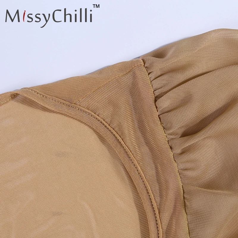 MissyChilli, сексуальное короткое платье цвета хаки с рукавом-фонариком, женское винтажное Летнее мини-платье для женщин, элегантные сетчатые вечерние платья для клубных праздников