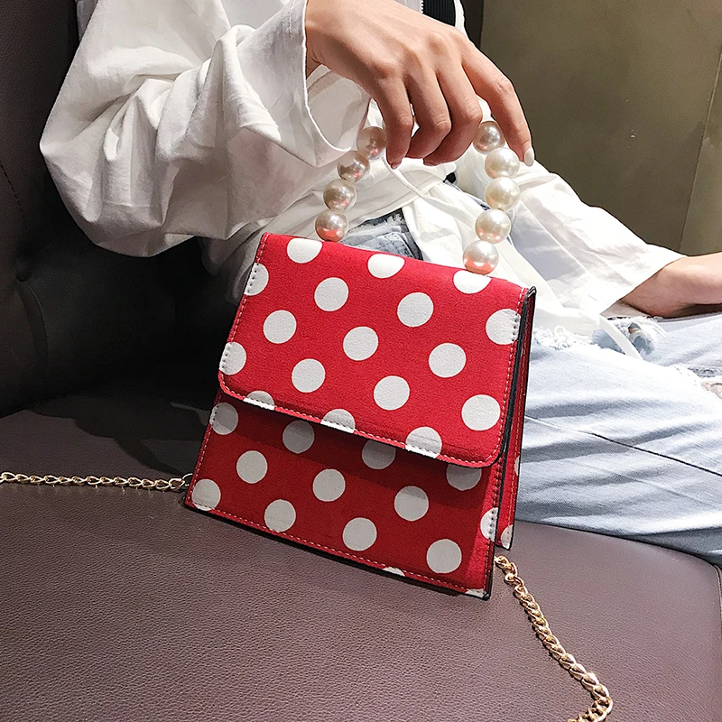 Женская сумка мессенджер FuAhaLu разноцветная мини на плечо с волнистой цепочкой и