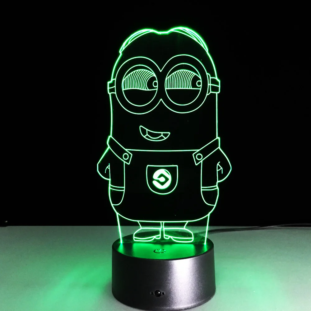 Миньоны 3D акриловая голограмма видение стерео свет Luz De LED 7 цветов лампочка