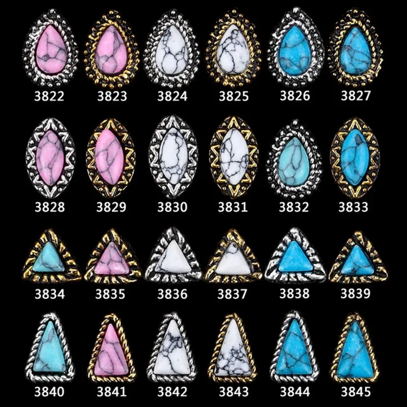 100 Pcs Japanese Korea Style 3D Nail Art Metal Alloy 6 Color