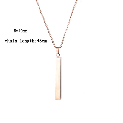 5x40mm rose gold1 Серебряное/золотое/розовое золото ожерелье из нержавеющей стали заявленное Пустое имя пластины кулон и ожерелье зеркальное полированное 5 шт - Окраска металла: 5x40mm rose gold1