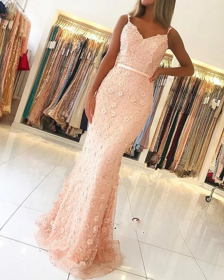 Потрясающие цветы тюль платье для выпускного вечера персик Спагетти ремни