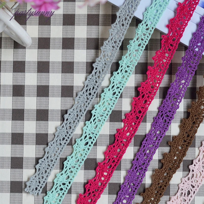 PF 1 Ярдов 1.5 см Широкий Многоцветный Кружевной Отделкой Хлопок Кружево Аппликация