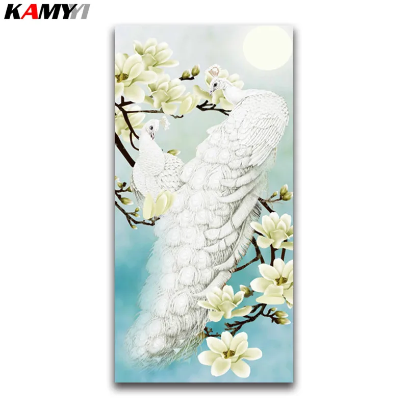 5D diamond embroidery Diy square Diamond painting cross stitch Magnolia flower peacock picture Mosaic home Decoration | Дом и сад