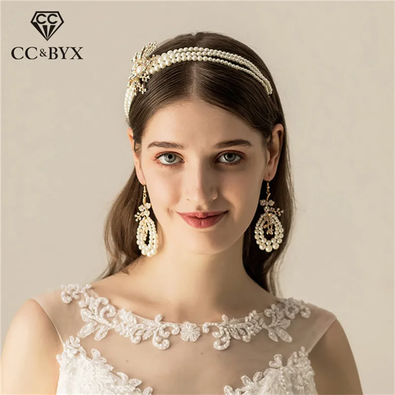CC Hairband серьги гвоздики Корона роскошное изысканное украшение на свадьбу