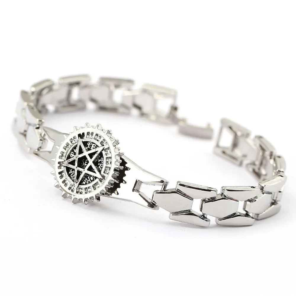 

Cartoon Black Butler Bracelet Rotation Star Chunky Bangle Silver Color Charm Bracelets Stainless Steel