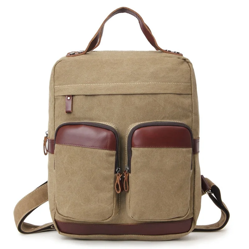 

fashion canvas Laptop Bag 15.6" backpack oil wax canvas leather Leisure travel bag free shipping