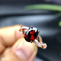 kjjeaxcmy fine jewelry new natural pomegranate stone lady ring 925 pure silver inlays hot sell ladies