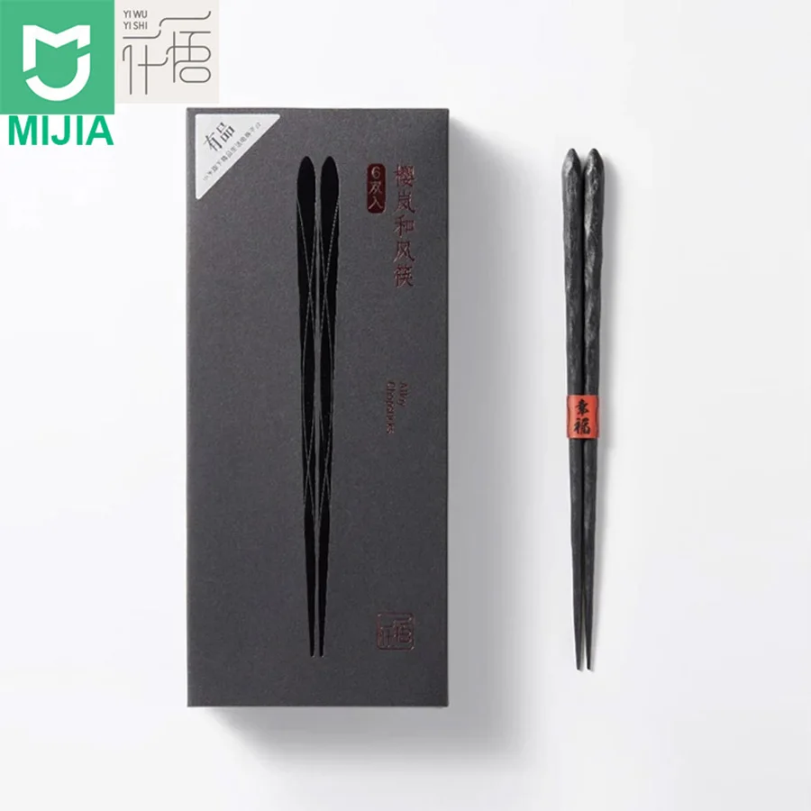 Xiaomi Mijia 6 пар Yiwuyishen палочки для еды в упаковке PPS стекловолокно высокая термостойкость китайские палочки для еды лучшее качество