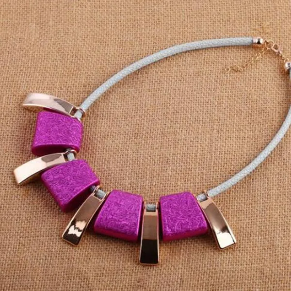 Тусклый лак квадратное ожерелье цепочка ключицы модная кожаная веревка