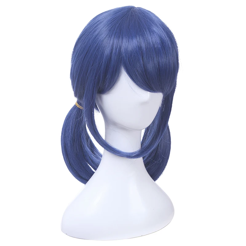 L-email wig Synthetic Hair Marinette Cosplay Wig  Dark Blue Double Ponytails Straight Halloween Heat Resistant Women Wigs