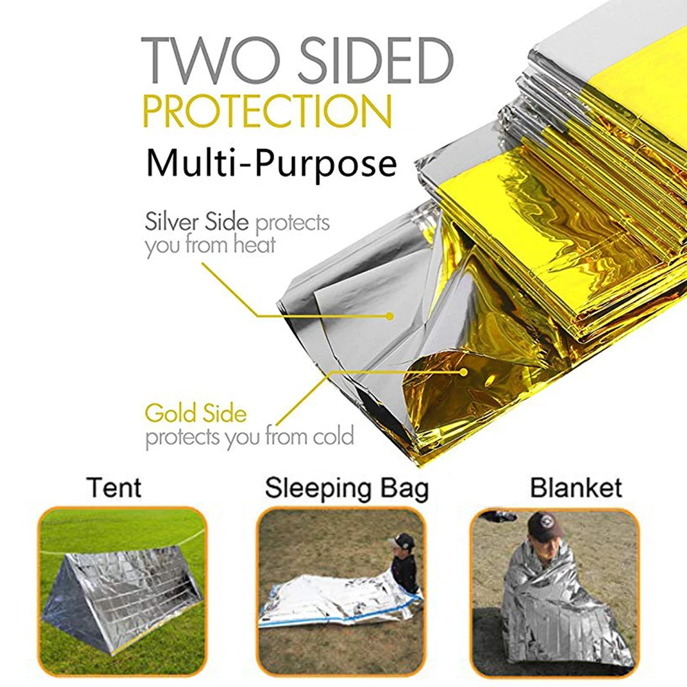 

Folding Emergency Blanket 210cm*130cm/210cm*140cm/210*160cm Silver/Gold Survival Rescue Shelter Outdoor Camping Keep Warm