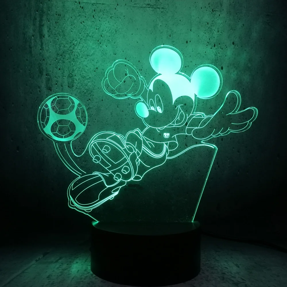 Светодиодные лампы 3D led ночник Микки игра Футбол Подарок на день рождения стол